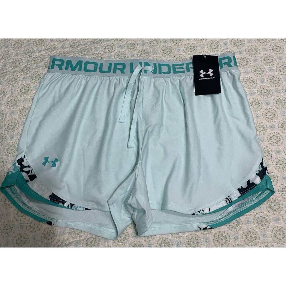 Under Armour Girls Shorts Youth XL Mint Green Loose Drawstring Logo on Band NWT